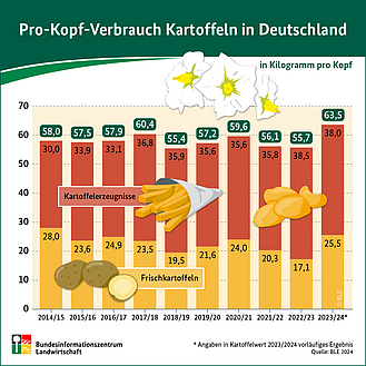 BZL-Infofgrafik: Pro-Kopf-Verbrauch Kartoffeln in Deutschland